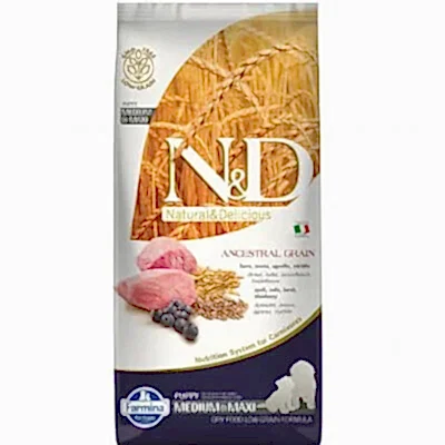 N&D Düşük Tahıllı Kuzu Etli Orta ve Büyük Irk Yavru Köpek Maması 12 Kg