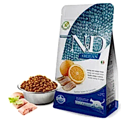 N&D Ocean Ringa Balıklı Bal Kabaklı ve Portakallı Tahılsız Yetişkin Kedi Maması 1,5 Kg - Thumbnail