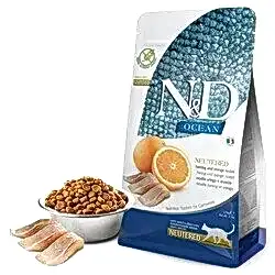 N&D Ocean Ringa Balıklı ve Portakallı Tahılsız Kısırlaştırılmış Kedi Maması 1,5 Kg - Thumbnail